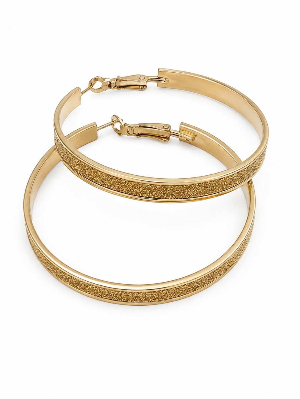3/$30 VTG Goldtone Glitter Stardust Jumbo Huggie Earrings